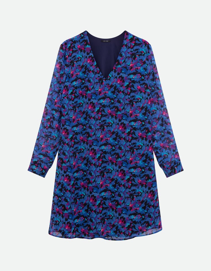 RYANNA - Robe bleue polyester recyclé floral aquatique -6
