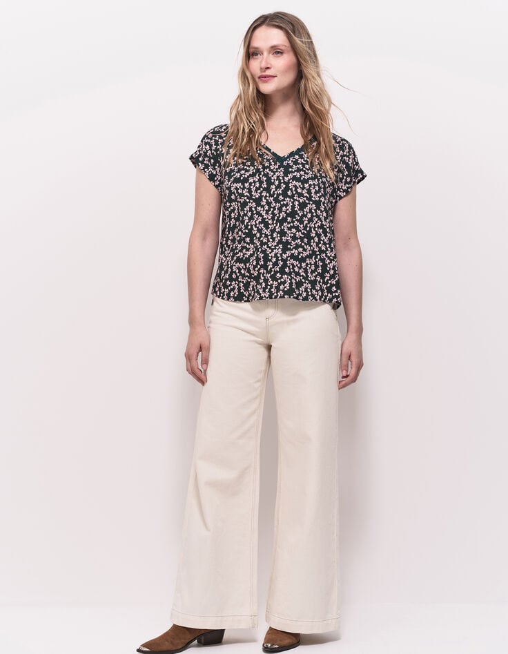 CESARIA - Top vert imprimé minimaliste floral-6 CESARIA - Top vert imprimé minimaliste floral-6