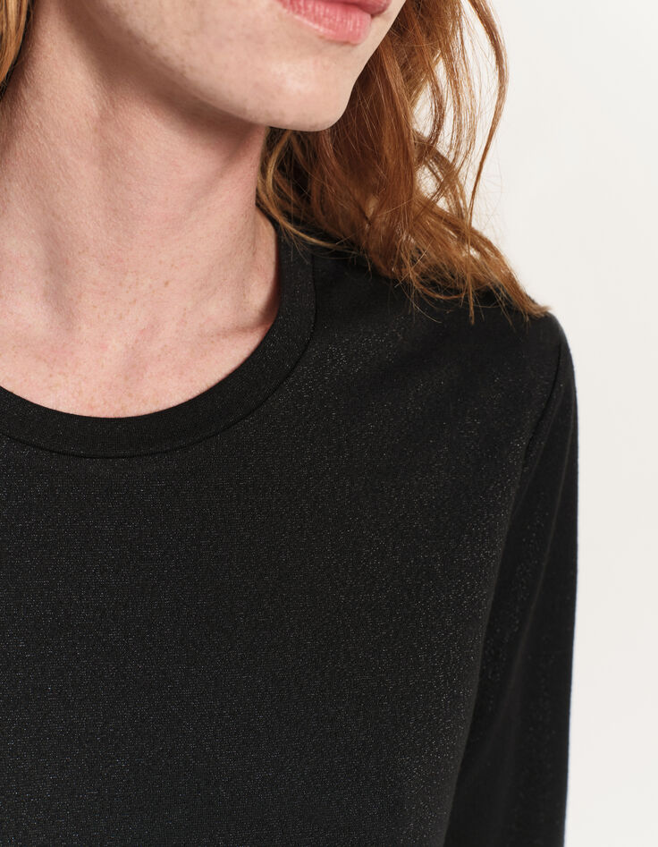 MAKYA - T-shirt  manches longues noir maille irisée-4