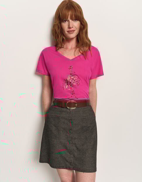 MAGIC - T-shirt rose danseuse motif léopard - One Step