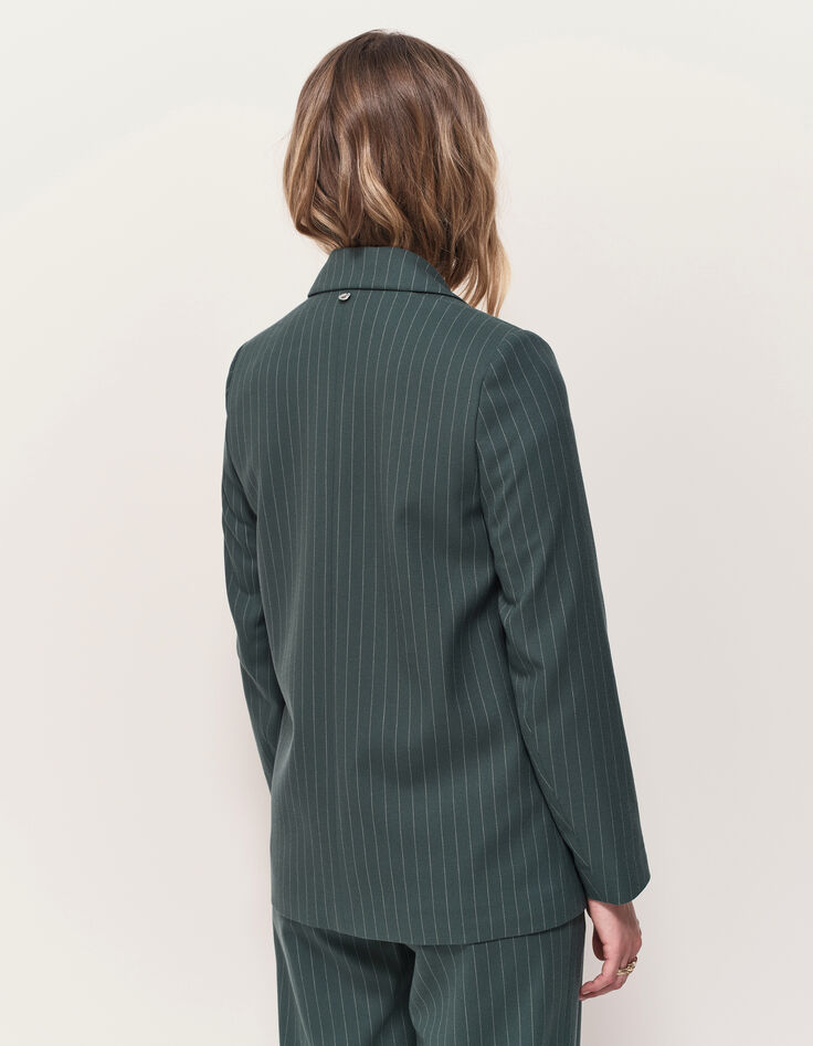 VANDA - Veste de costume verte motif rayures tennis-3