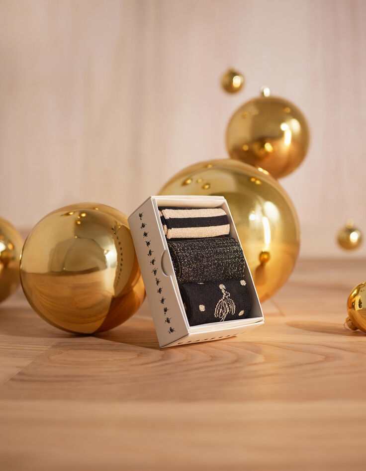 ALBA - Chaussettes dorées et noires -4