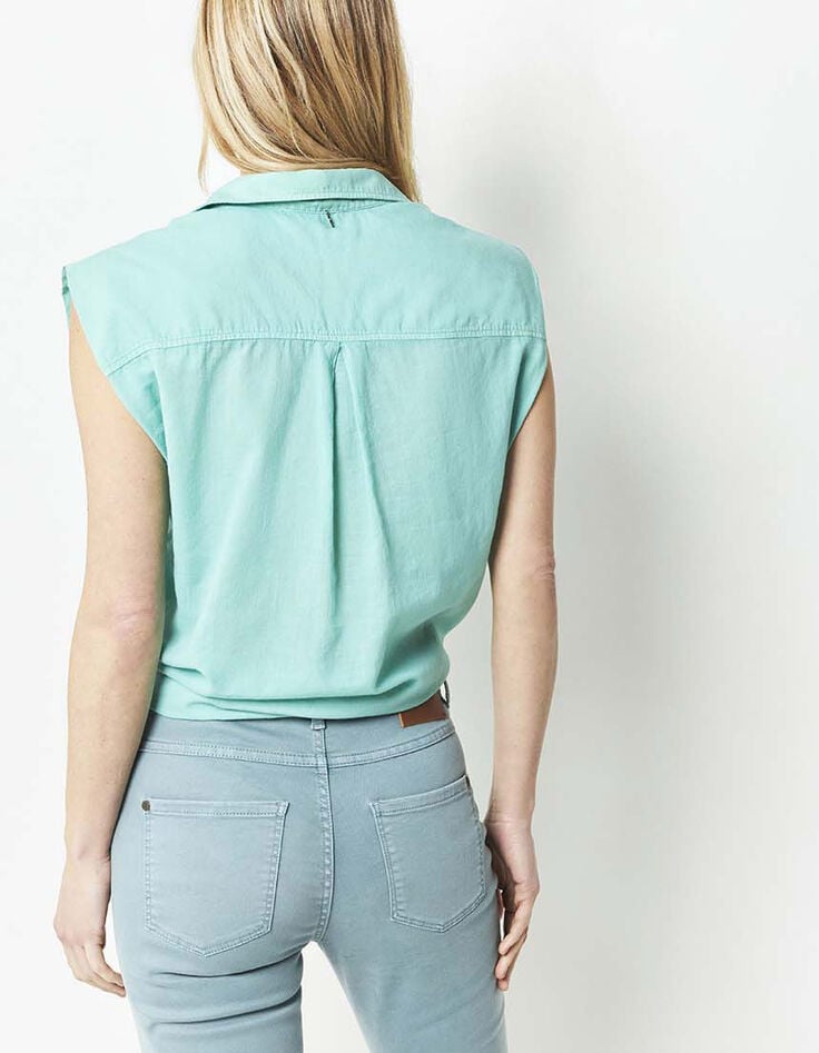 CENTURY - Chemise menthe en voile de coton-3