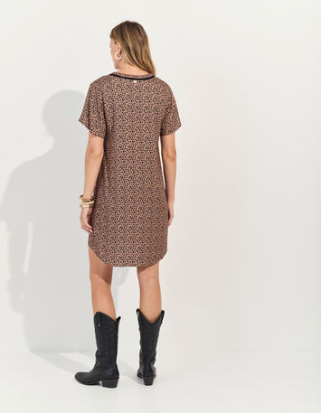 REKO - Robe beige Lenzing™ Ecovero™ imprimé micro léopard -3
