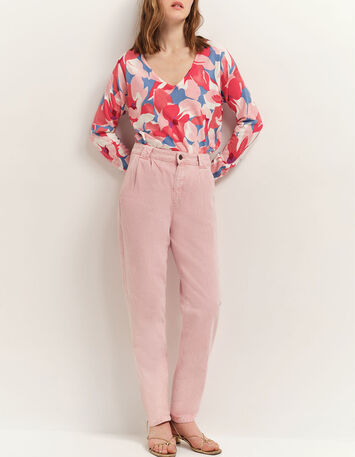 TOKAY - Pull hibiscus tricot à imprimé maxi camélia-1
