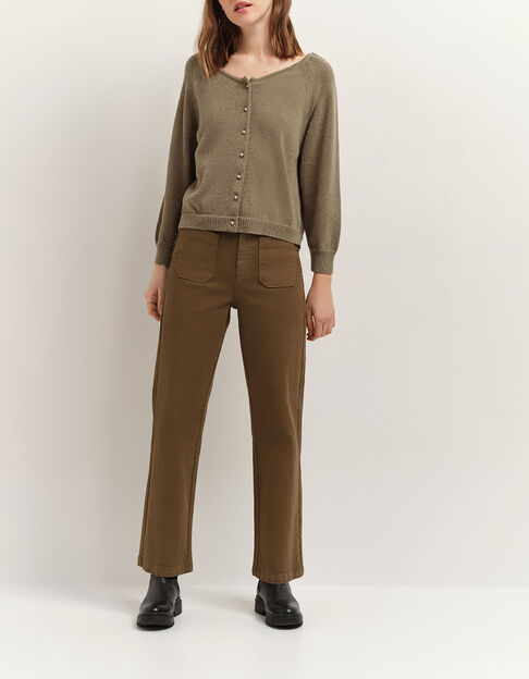 TASTE - Cardigan vétiver tricot lurex col bateau - One Step