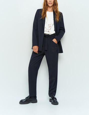 PRESTON - Pantalon néo-carotte marine à rayures tennis-1