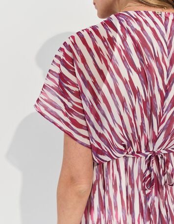 ROSARIO - Robe violette polyester recycl&eacute; rayures floues -4