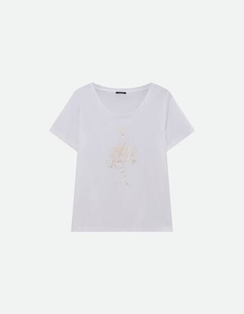 MADIE - T-shirt blanc coton bio danseuse doré -5