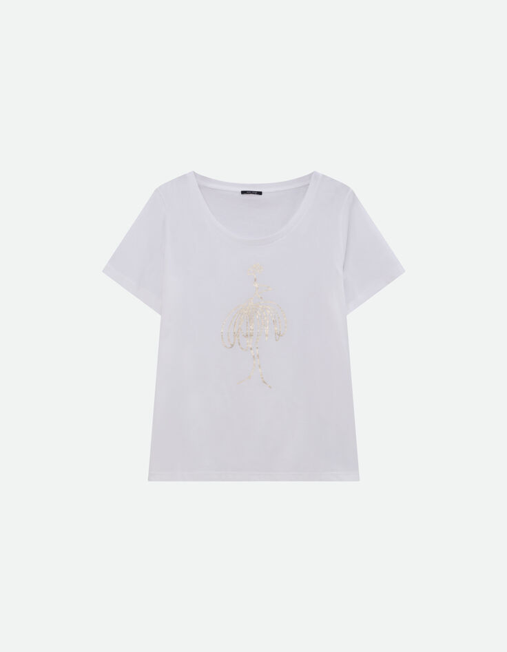 MADIE - T-shirt blanc coton bio danseuse doré -5