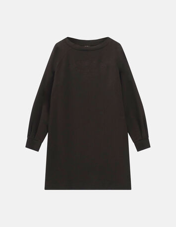 RANA - Robe sweat noir avec broderies ton sur ton-4