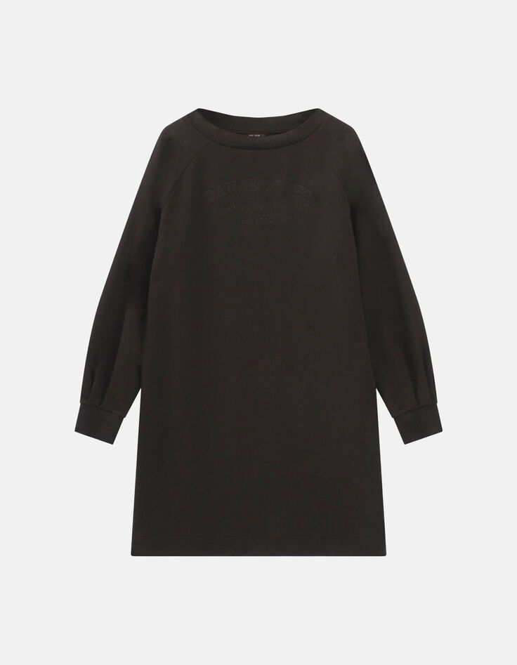 RANA - Robe sweat noir avec broderies ton sur ton-4