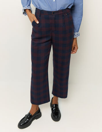 PATRIOTE - Pantalon de costume marine à motif tartan-2