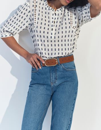 CLAUDIA - Top blanc jacquard minimaliste -2