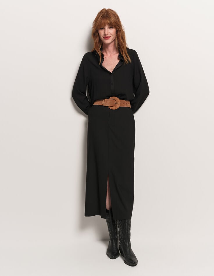 CYMONE - Chemise noire fluide polyester recyclé-2