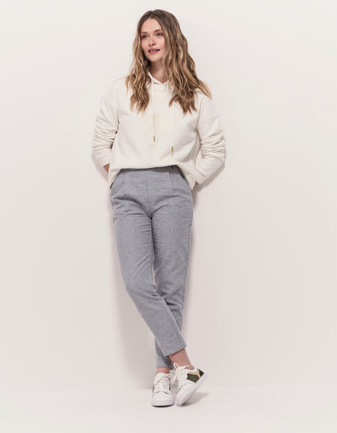 POSY - Pantalon carotte bleu motif rayures fantaisie - One Step