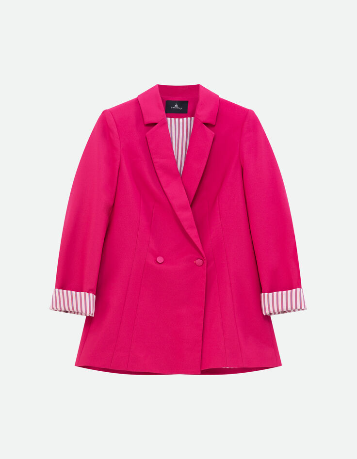 VILA - Veste de costume croisée rose -6