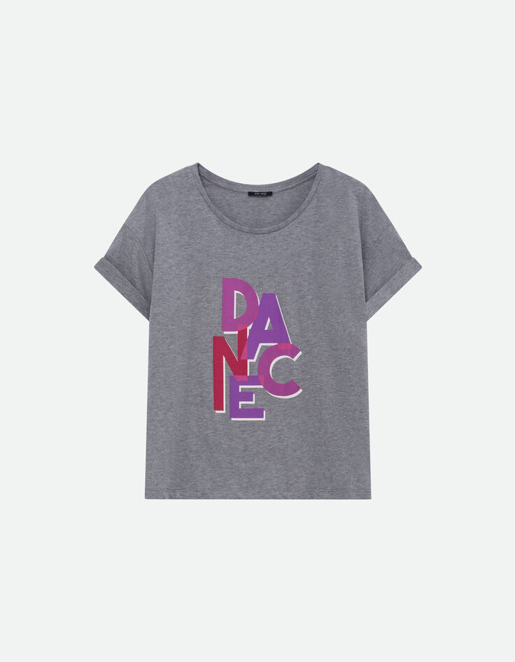 MEIRY - T-shirt gris coton bio message -6