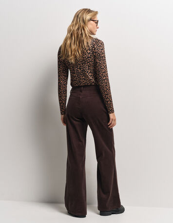 POETE - Pantalon de tailleur marron velours côtelé-3