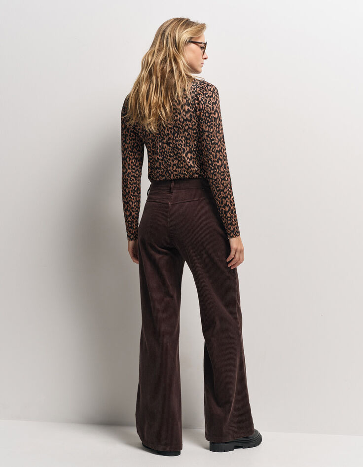 POETE - Pantalon de tailleur marron velours côtelé-3