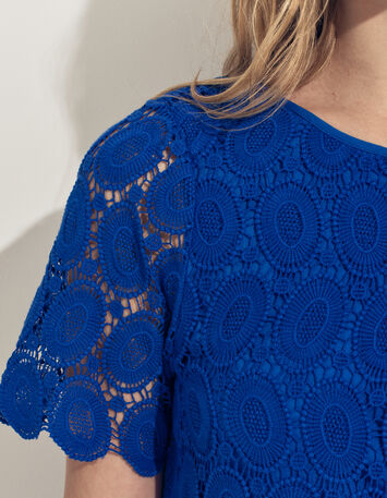 RIELLE - Robe bleue dentelle esprit macram&eacute; -3