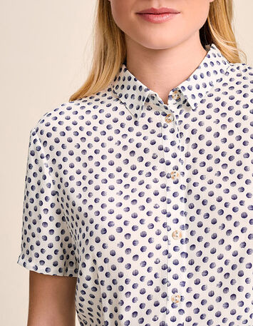 RISE - Robe chemise écrue à imprimé pois graphiques-2