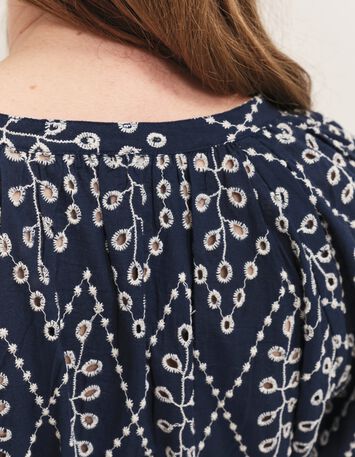 COLOMBE - Blouse marine broderies all over-3