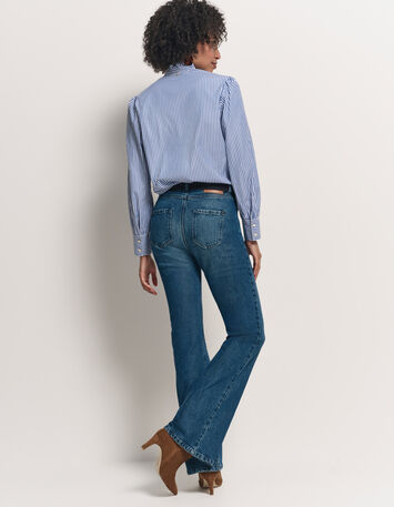 CAYCE - Blouse à rayures bleues découpes dentelle-2
