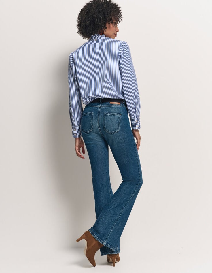 CAYCE - Blouse à rayures bleues découpes dentelle-2 CAYCE - Blouse à rayures bleues découpes dentelle-2