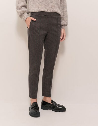 PAN - Pantalon cigarette gris maille Milano à rayures 7/8e - One Step