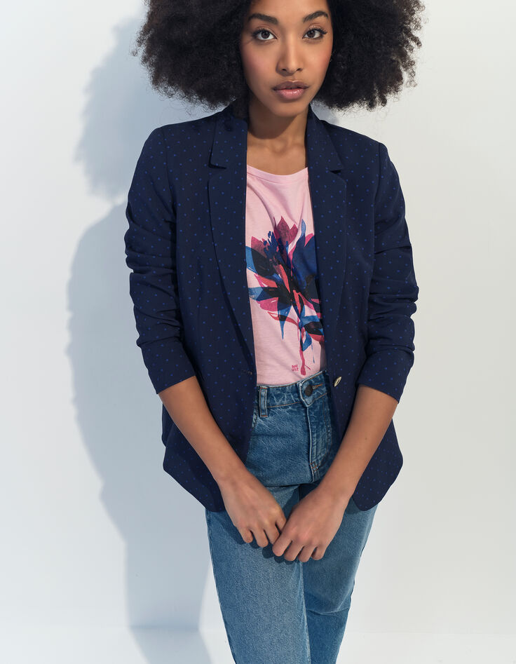 MAURO - T-shirt rose coton bio fleur arty -5