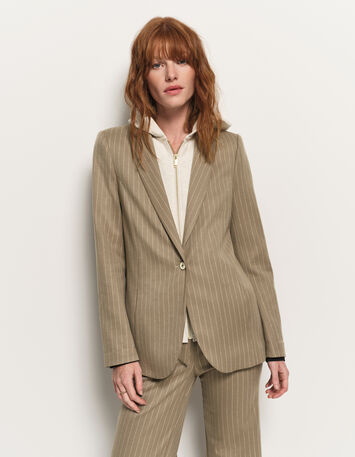 VITO - Veste de costume beige rayures tennis lurex-4