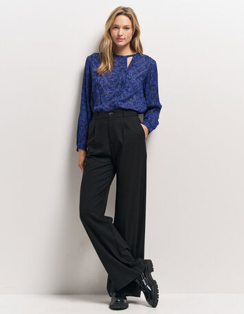 CHARLEY - Blouse marine imprim&eacute; floral pois-6