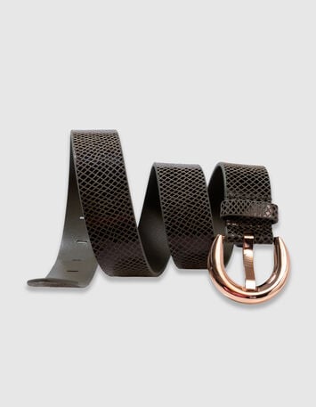 AMALIA - Ceinture kaki cuir certifié effet python -2 AMALIA - Ceinture kaki cuir certifié effet python -2