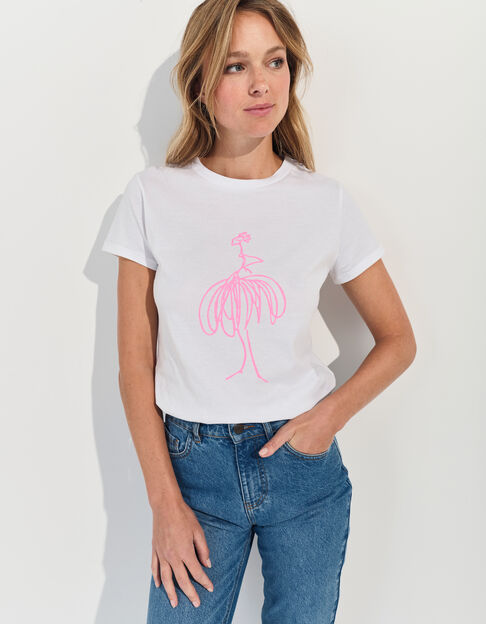 MASTER - T-shirt blanc print danseuse fluo - One Step