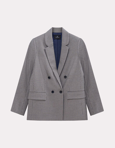 VANDA - Veste de costume bleue motif pied de puce - One Step