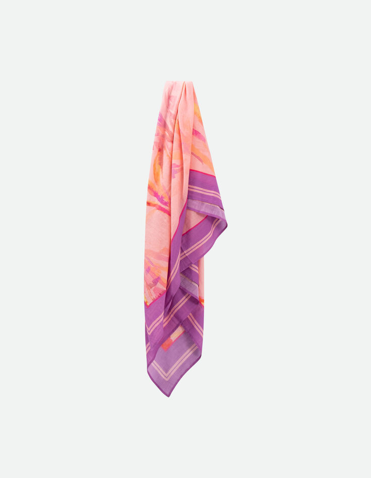 APACHE - Foulard carré purule à visuel aquarelle palmiers-3