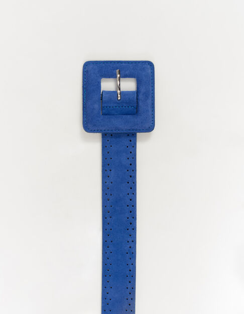 AVRIL - Ceinture santorin blue en cuir velours certifié - One Step