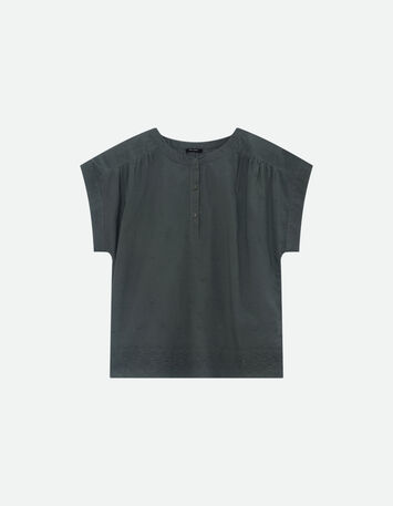 CONOR - Top vert upcycl&eacute; broderies &eacute;toiles -5