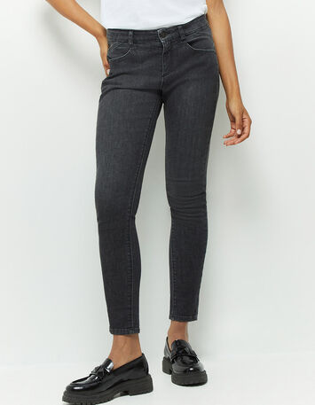 LE INDI - Jean slim gris chiné 7/8ème effet push up-2
