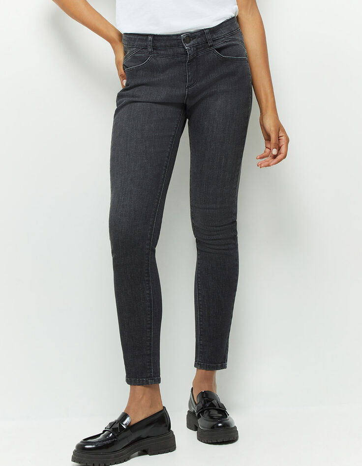 LE INDI - Jean slim gris chiné 7/8ème effet push up-2