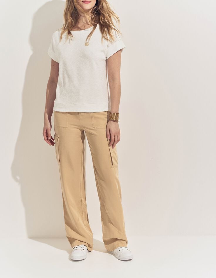 MANILIA- T-shirt blanc &eacute;ponge broderie monogramme-5