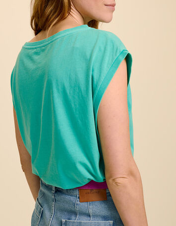 MARCIA - T-shirt menthe à message couleur-3