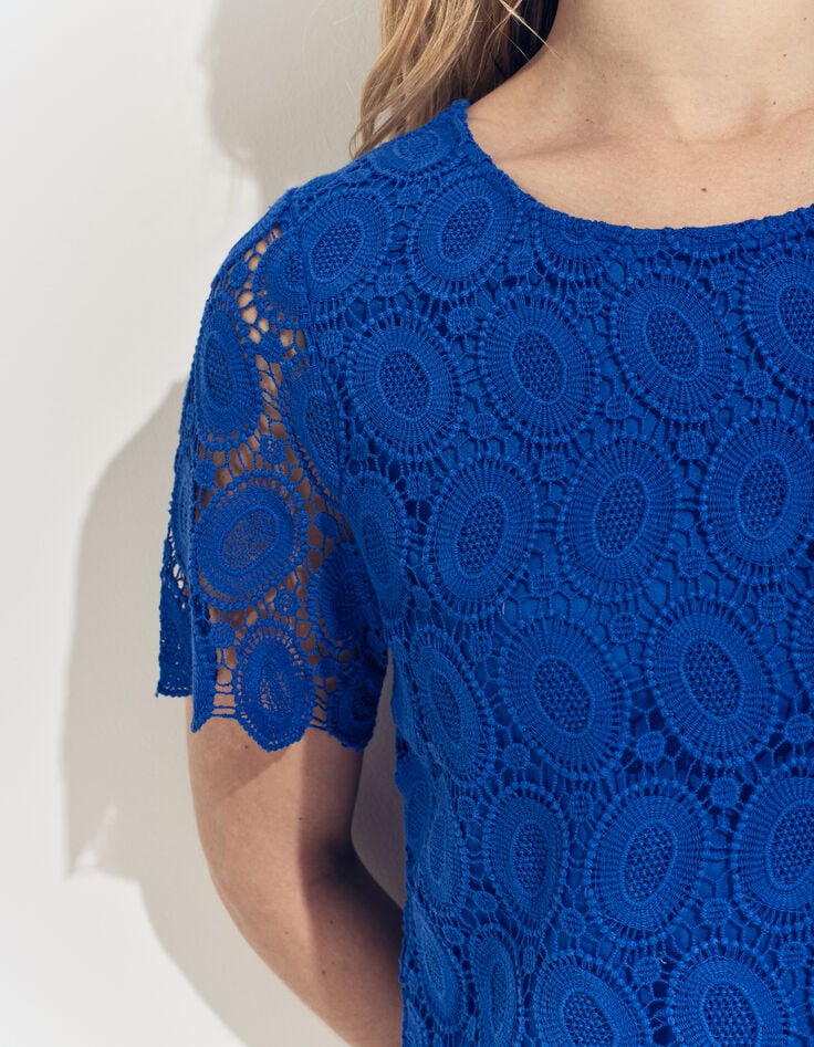 CARAIBES - Top bleu dentelle esprit macramé -4 CARAIBES - Top bleu dentelle esprit macramé -4