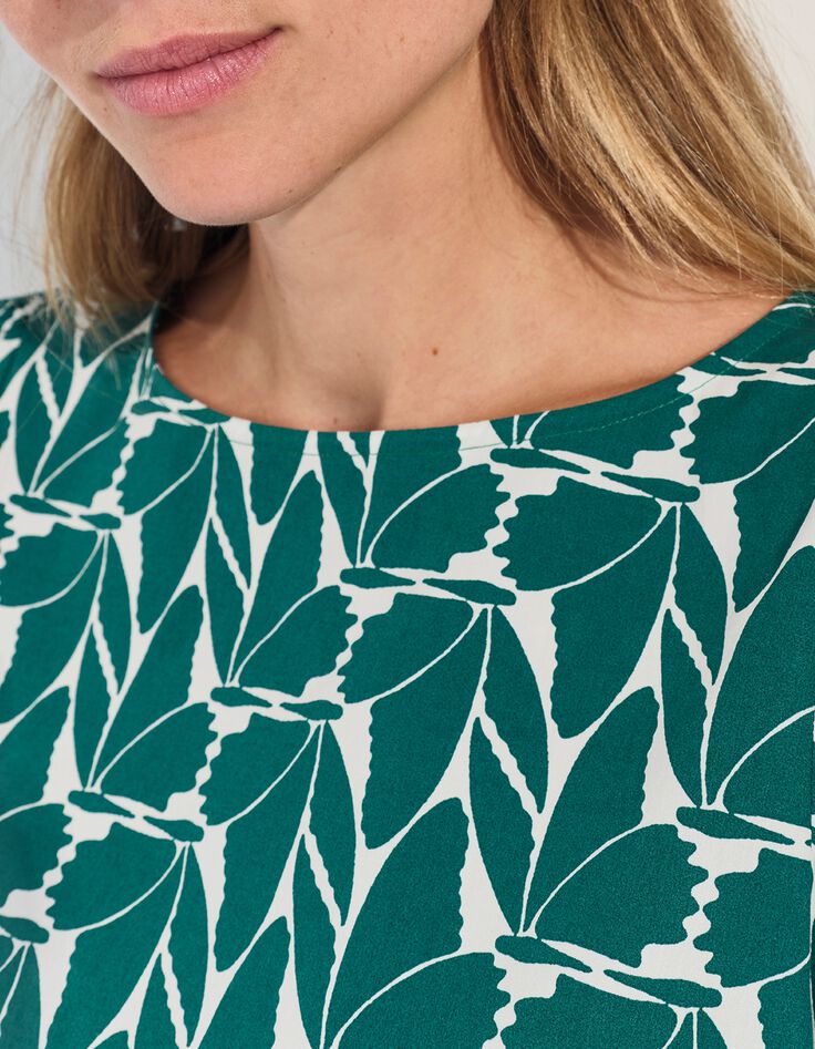 COPAL - Top vert imprim&eacute; feuillage arty -8