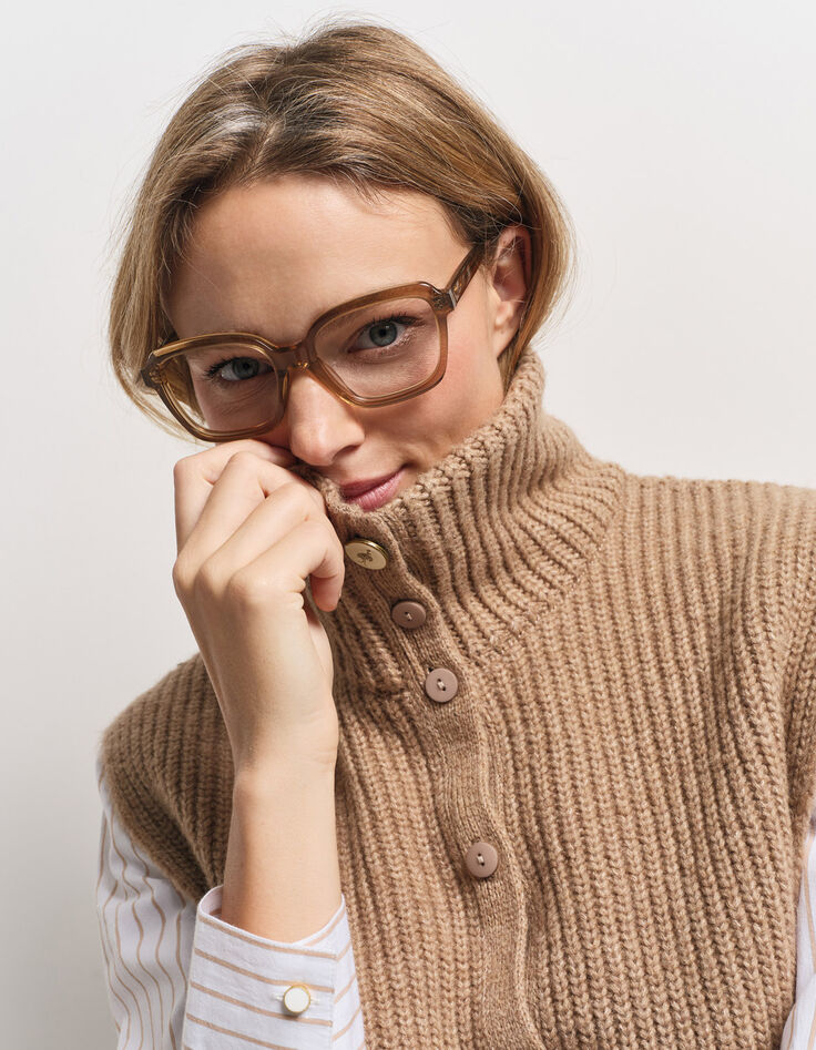 ANGIE - Col camionneur beige tricot-4 ANGIE - Col camionneur beige tricot-4