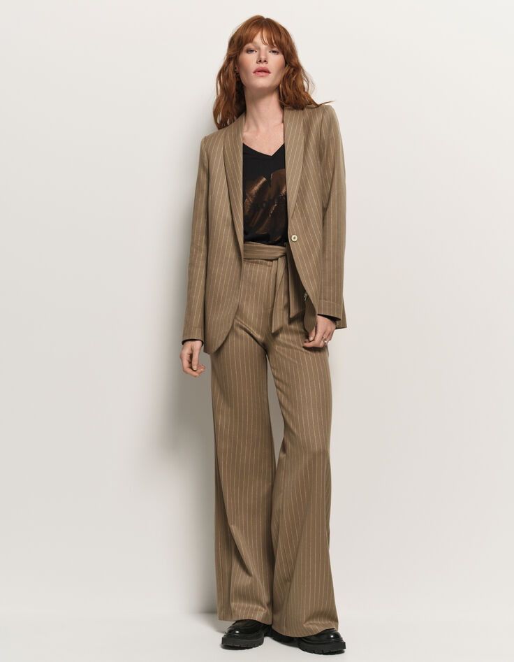 VITO - Veste de costume beige rayures tennis lurex-9