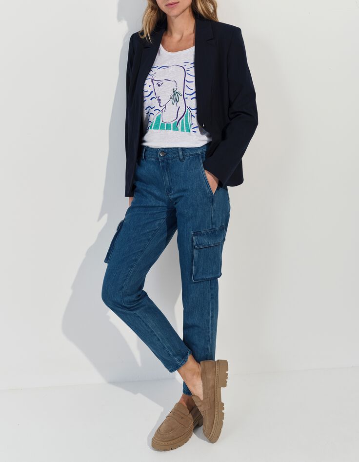 MALONE - T-shirt blanc maille lin danseuse crayonn&eacute; -6