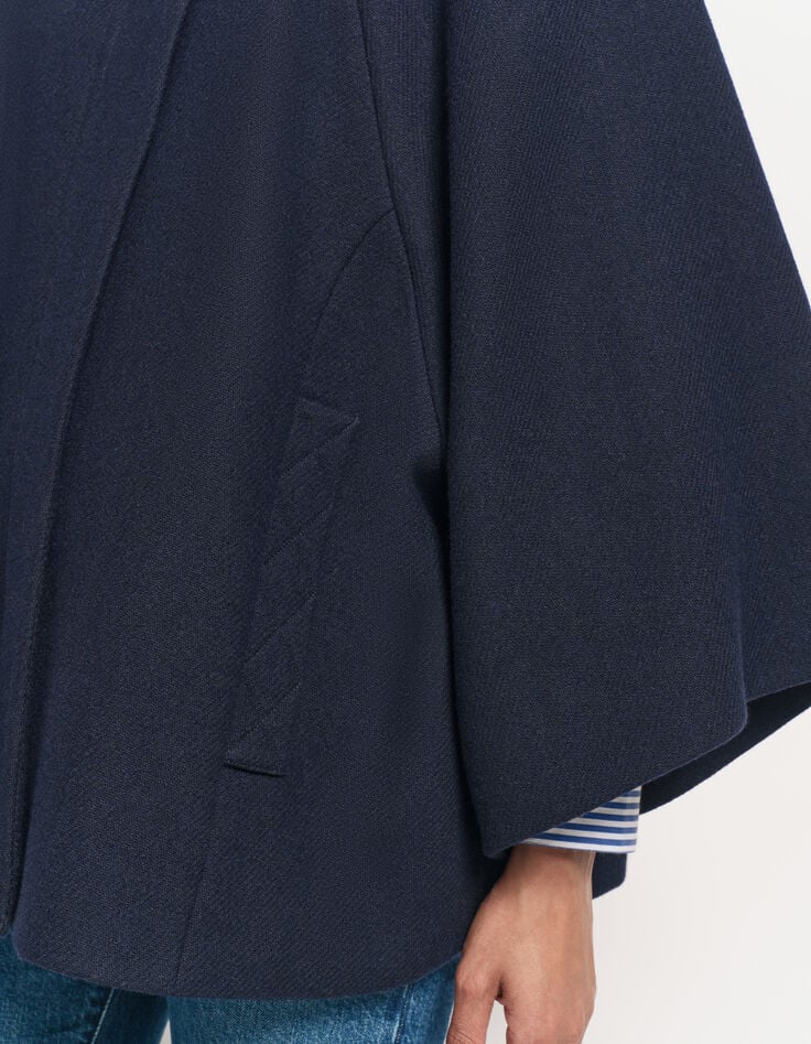 DORIA - Manteau cape marine drap de laine fantaisie-4 DORIA - Manteau cape marine drap de laine fantaisie-4