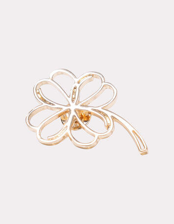 AMITY - Broche trèfle 4 feuilles métal jaune -1